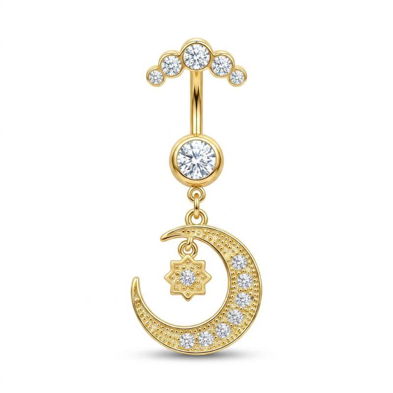 Body Jewelry Belly Button Rings - 5 個のファッションラインストーンへそリングハートダングルカーブへそピアスジュエリー夏のプールパーティー用