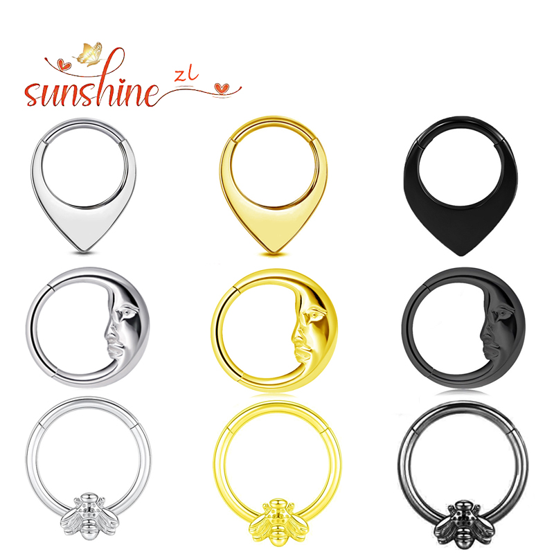 Body Jewelry Quality - 1PS ステンレス製 高品質 ウォータードロップ セプタムピアス クリック式ノーズリング