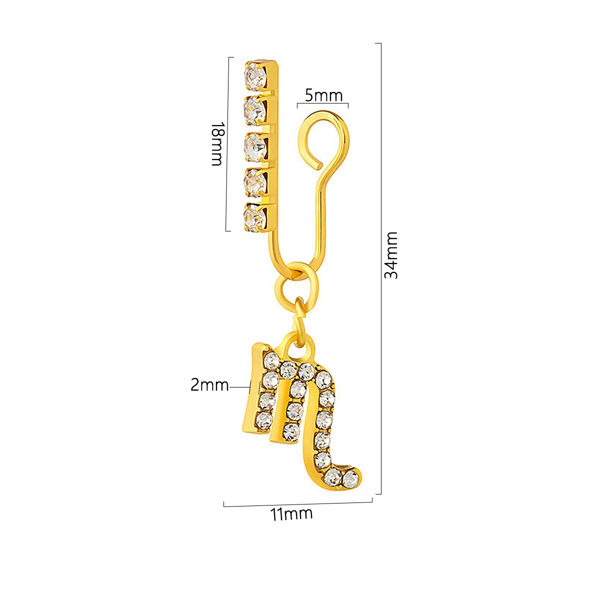 Body Jewelry Ear - ジルコニアメタルイヤークリップ,12個,2パック,偽のノーズリング,穴なし,スパイラル軟骨,ピアスなしのボディジュエリー