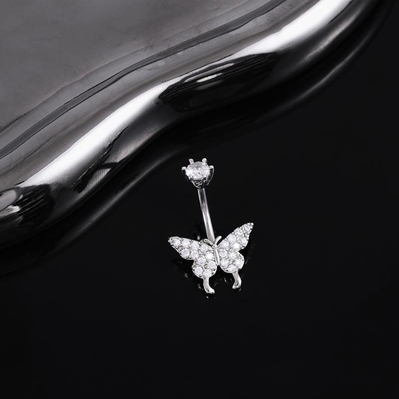 Body Jewelry Quality - バタフライジルコンベリーボタンリング Y2K 高品質光沢ジルコンへそピアスジュエリー デートナイトに最適