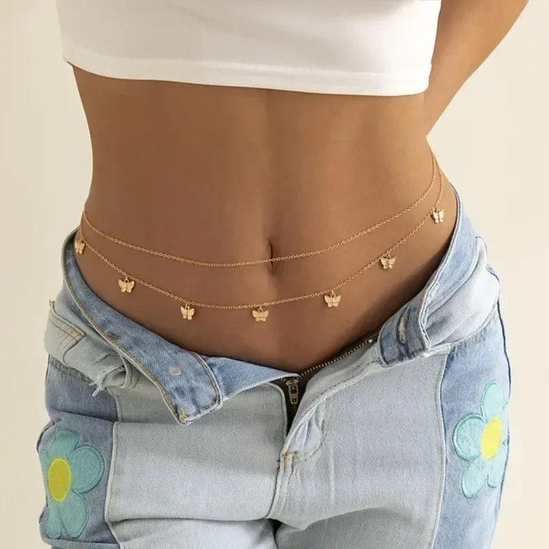 Body Jewelry Beach - 女性用バタフライチェーン,セクシーなベリーベルト,ボディジュエリー,ビーチアクセサリー,ウエストビーズ,新しい夏の魅力