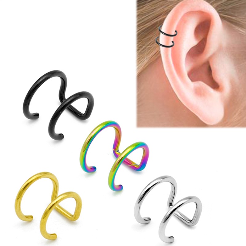 Body Jewelry Ear - 2個セット 316Lステンレス製 クリップ式イヤーカフ ヘリックス軟骨イヤリング フェイクリップリング ノンピアス