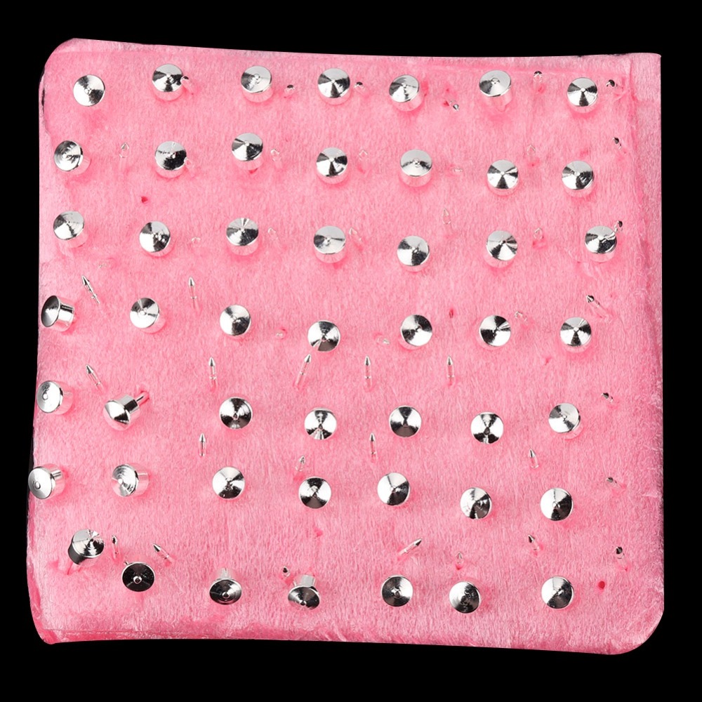 Body Jewelry Materials - 98個入り プロ仕様 シルバーカラー メタル製 イヤースタッド キャップスタイル