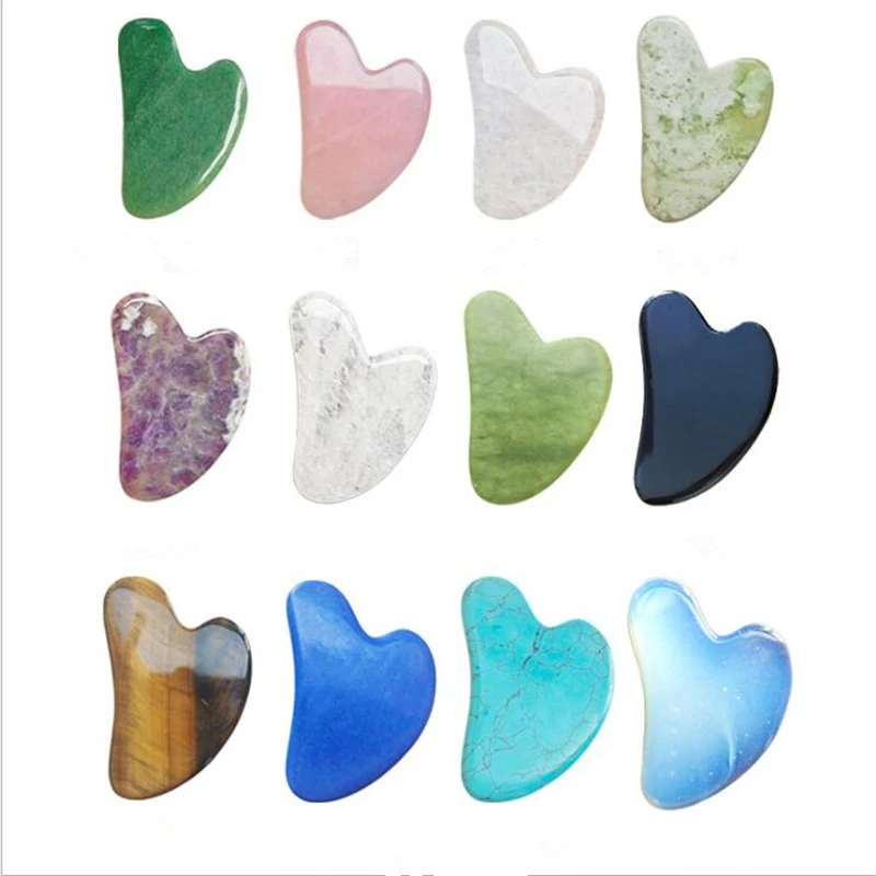 Body Jewelry Materials - ナチュラルグリーン翡翠ローラーフェイスマッサージかしゃボードクリスタルストーン翡翠マッサージャーボディフェイシャルアイスクレイピング鍼フェイスリフト