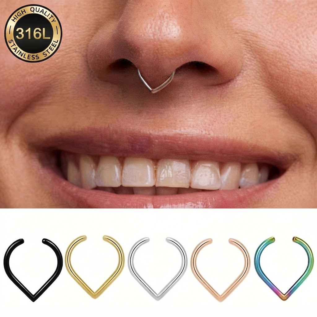 Body Jewelry Ear - 5個セット ステンレス製 フェイクノーズリング カフセット 調整可能 クリップ式