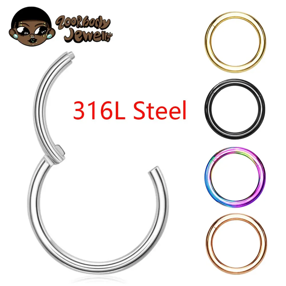 Body Jewelry Quality - 10 個 316L ステンレス鋼鼻リングピアス高品質 SEG クリッカーセプタムヘリックスローブ