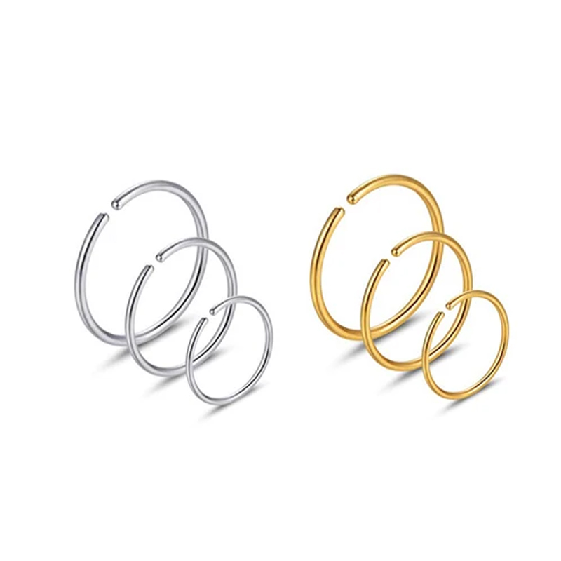 Body Jewelry Ear - 6個/ロット 低アレルギー性ノーズリングフープ 316Lサージカルステンレス鋼 20G イヤリング 軟骨