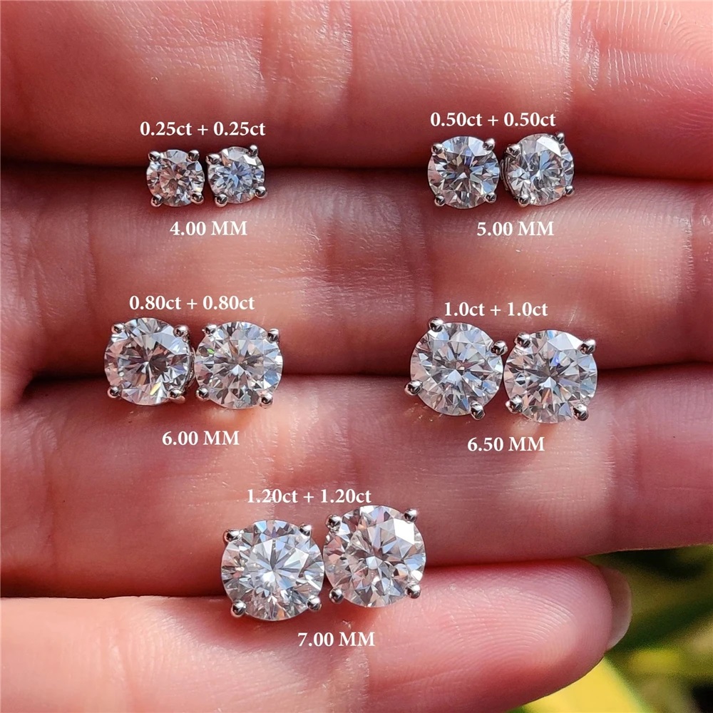 Body Jewelry Ear - SMTCAT 0.5-1.2 カラット D カラーモアッサナイト耳スタッドピアス女性のための 925