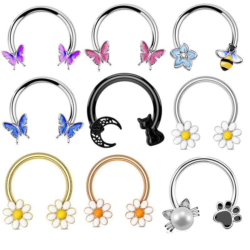 Body Jewelry Ear - 16G セプタムリング ダイスピアス サージカルスチール 軟骨ピアス フープ