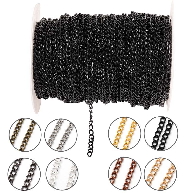 Body Jewelry Beach - 2 メートル 2.5/3.5/4.5 ミリメートル金属フラットオーバル延長薄型チェーン DIY ネックレスブレスレット衣類ボディチェーンジュエリー作成アクセサリー
