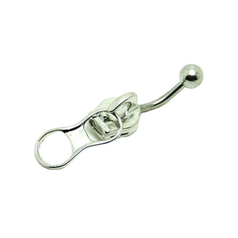 Body Jewelry Belly Button Rings - 新しいパンクスタイルのへそリング ステンレス製へそピアス クリエイティブなジッパー式へそリング 女性・女の子向けボディピアスジュエリーギフト