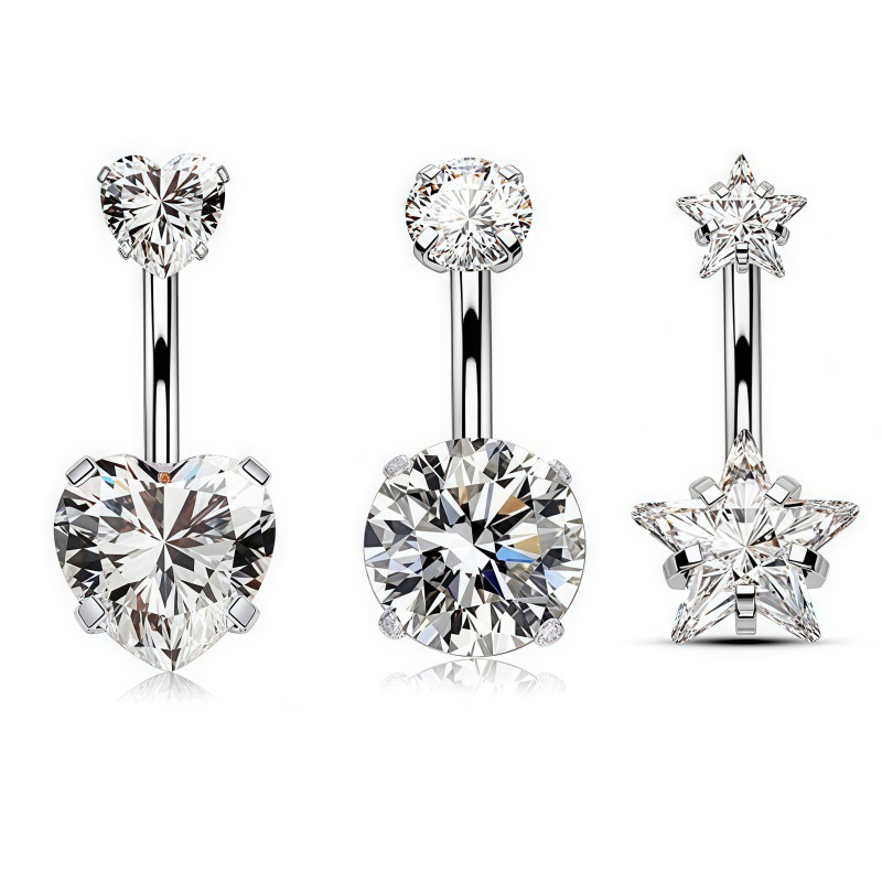 Body Jewelry Belly Button Rings - 1個 セクシーなへそピアス ステンレス製 ファッション ハート型へそリング 女性用