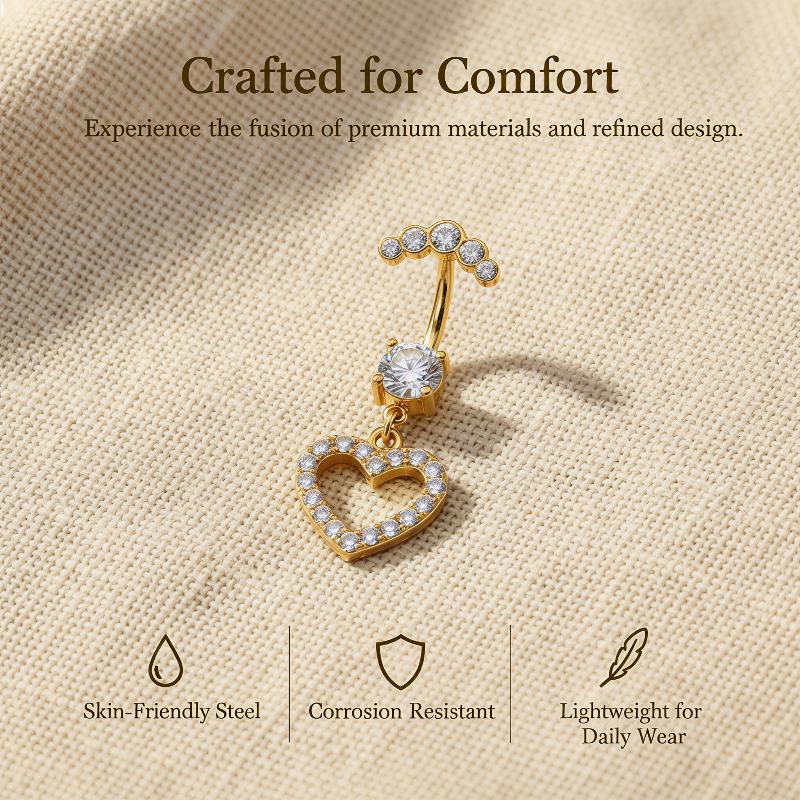 5 個のファッションラインストーンへそリングハートダングルカ - Body Jewelry Belly Button Rings のレビューと価格