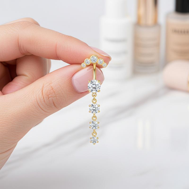 5 個のファッションラインストーンへそリングハートダングルカ - Body Jewelry Belly Button Rings のレビューと価格