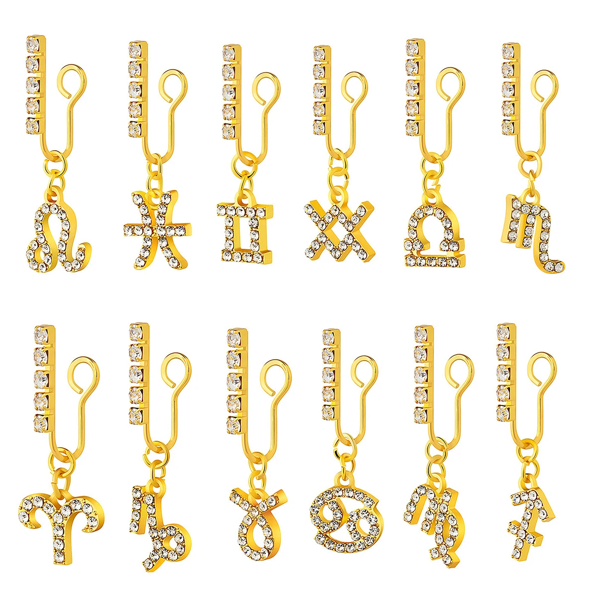 ジルコニアメタルイヤークリップ,12個,2パック,偽のノーズ - Body Jewelry Ear のレビューと価格