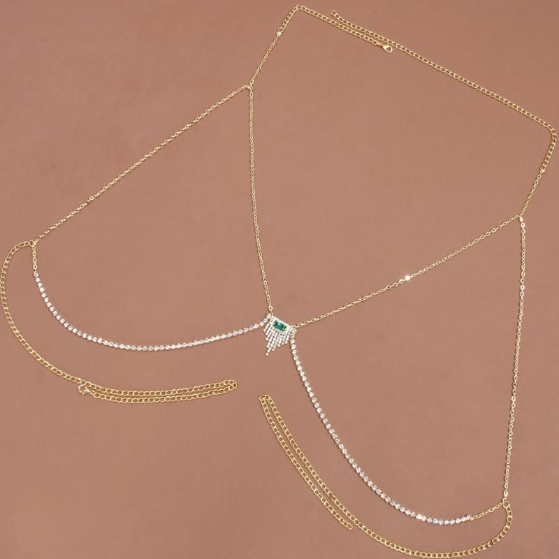 洗練されたラインストーンブラジャーボディチェーンチェストネッ - Body Jewelry Quality のレビューと価格