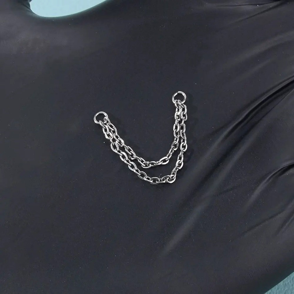 チタン製ノーズチェーン 三層チェーン ダブルチェーン 鼻孔チ - Body Jewelry Ear のレビューと価格