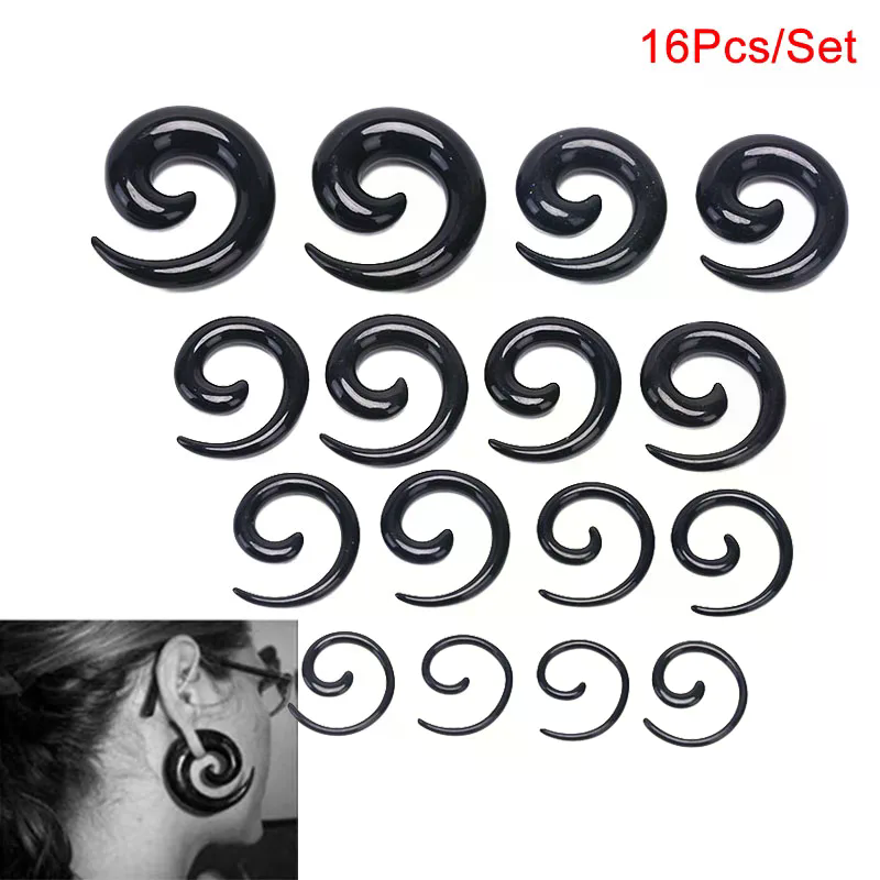 16個/セット スパイラルテーパーフレッシュトンネル イヤー - Body Jewelry Quality のレビューと価格
