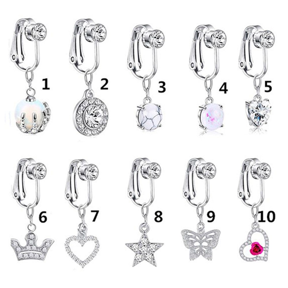 アクセサリークリップオンイヤリング軟骨クリップへそリングフェ - Body Jewelry Belly Button Rings のレビューと価格