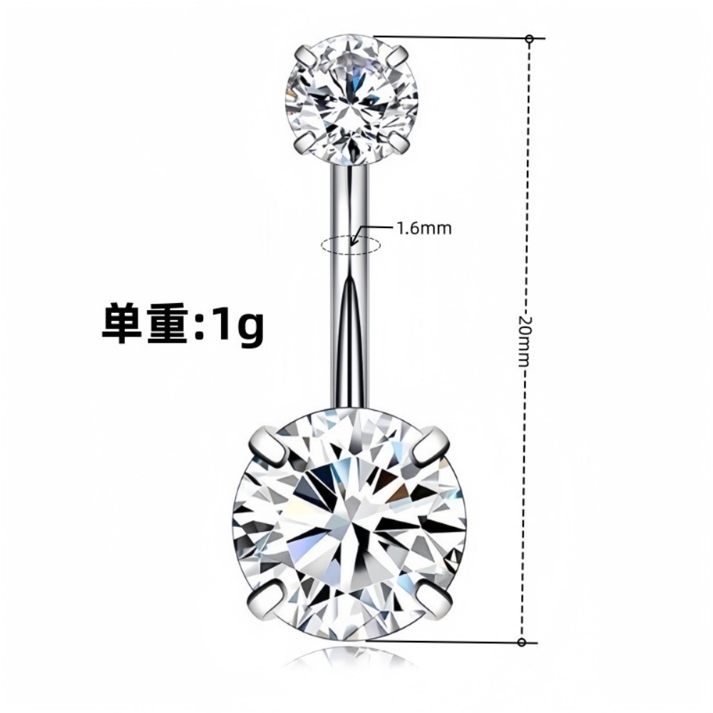 ハートラウンドダブルヘッドジルコンステンレス鋼へそピアス女性 - Body Jewelry Belly Button Rings のレビューと価格