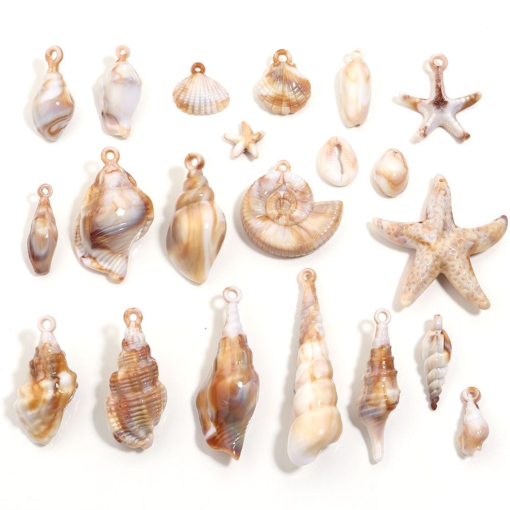 10-100 個天然シェルアクリルチャームオーシャンコンクヒ - Body Jewelry Beach のレビューと価格