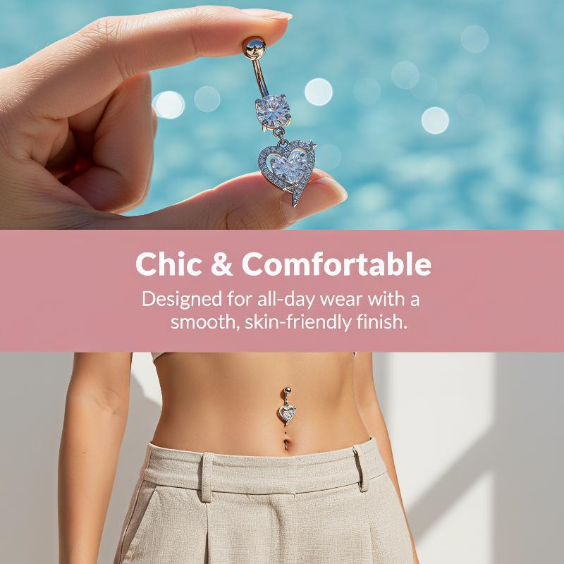 サージカルスチール製ニッケルフリーの揺れるベリーボタンリング - Body Jewelry Belly Button Rings のレビューと価格