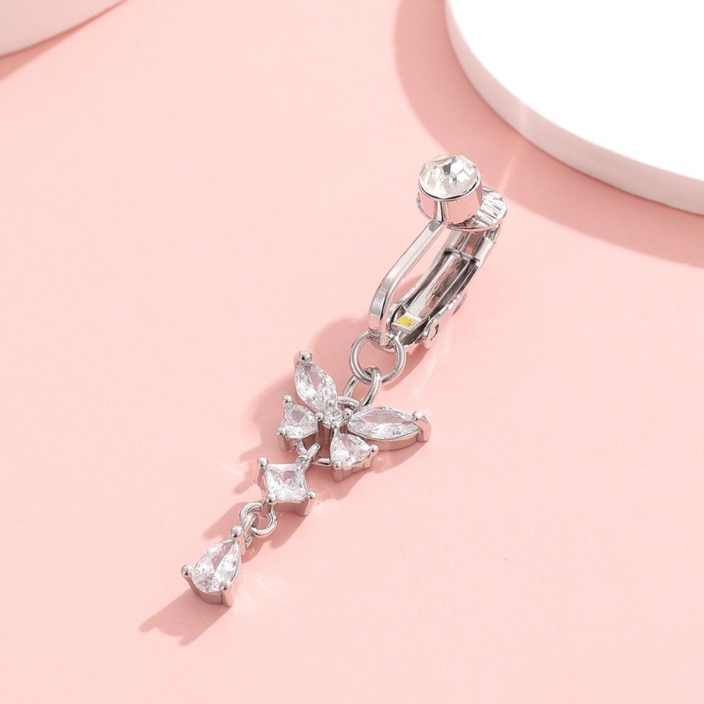 蝶のデザインクリップ式へそピアス、非ピアス銅/合金素材、フェ - Body Jewelry Materials のレビューと価格