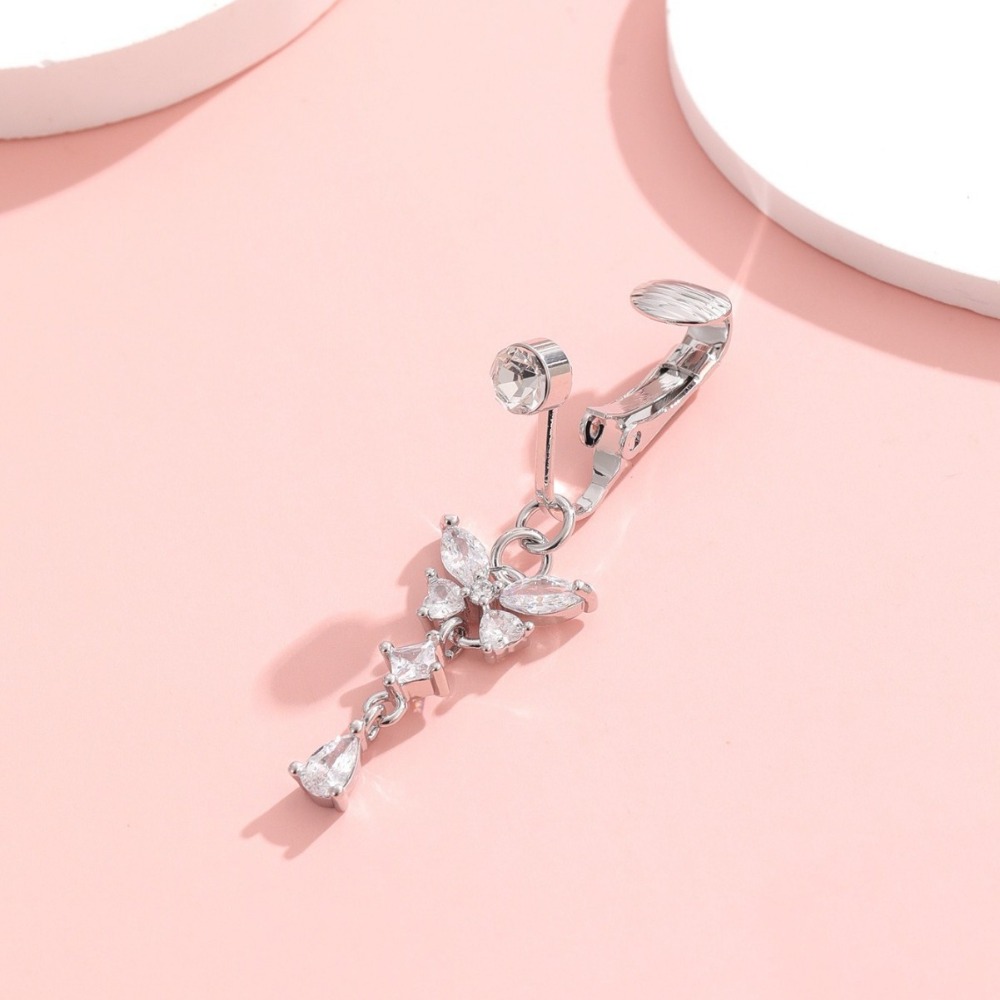 蝶のデザインクリップ式へそピアス、非ピアス銅/合金素材、フェ - Body Jewelry Materials のレビューと価格