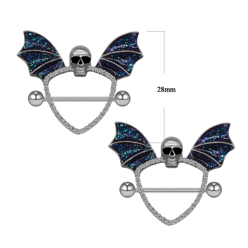 スカルフックの形をしたブラック乳首ピアスのセット,動物の形を - Body Jewelry Quality のレビューと価格