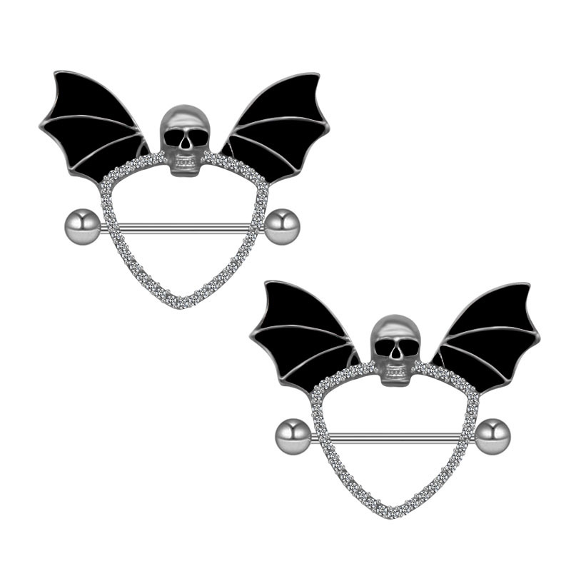 スカルフックの形をしたブラック乳首ピアスのセット,動物の形を - Body Jewelry Quality のレビューと価格