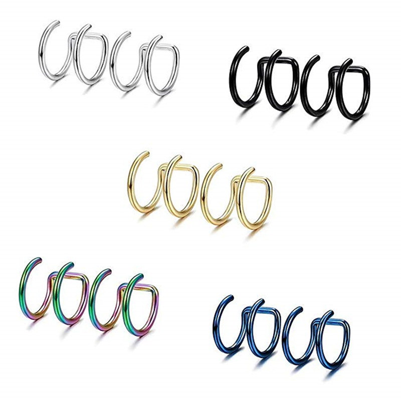 2個セット 316Lステンレス製 クリップ式イヤーカフ ヘリ - Body Jewelry Ear のレビューと価格