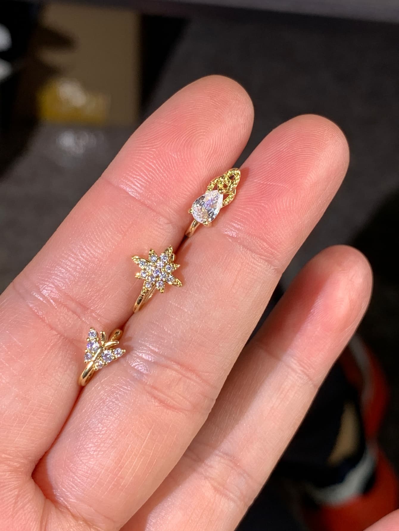 3ピースのおしゃれで上品なノーズクリップセット、人工ジルコン - Body Jewelry Materials のレビューと価格