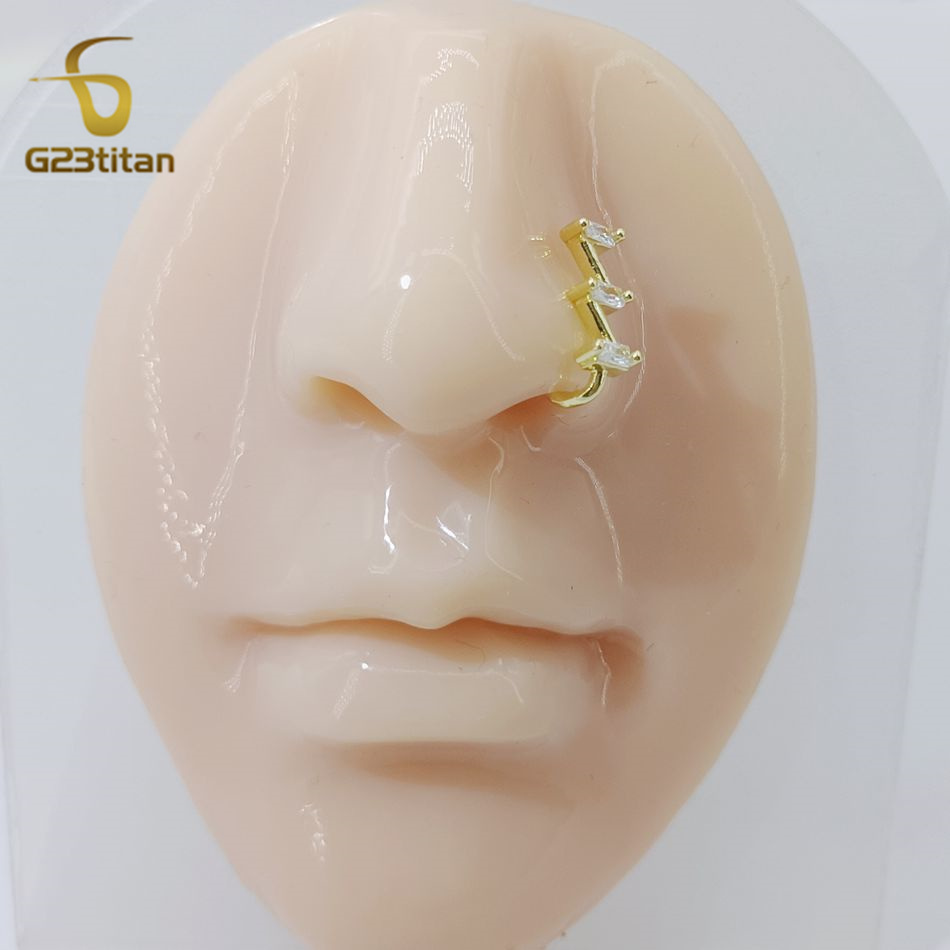 女性のための偽の鼻ピアスリング,金色のクリスタル,銅のクリッ - Body Jewelry Ear のレビューと価格