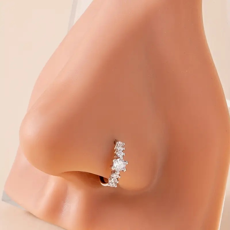 シンプルな単列幾何学的な S925 シルバーイエロー鼻リング - Body Jewelry Materials のレビューと価格