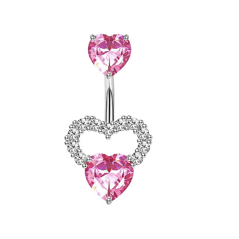 1 個ピンククラウンへそリングジュエリーステンレス鋼ハートへ - Body Jewelry Belly Button Rings のレビューと価格