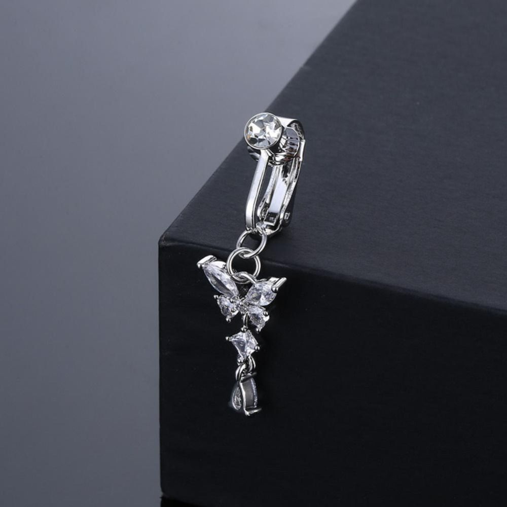 蝶のデザインクリップ式へそピアス、非ピアスステンレス製フェイ - Body Jewelry Belly Button Rings のレビューと価格