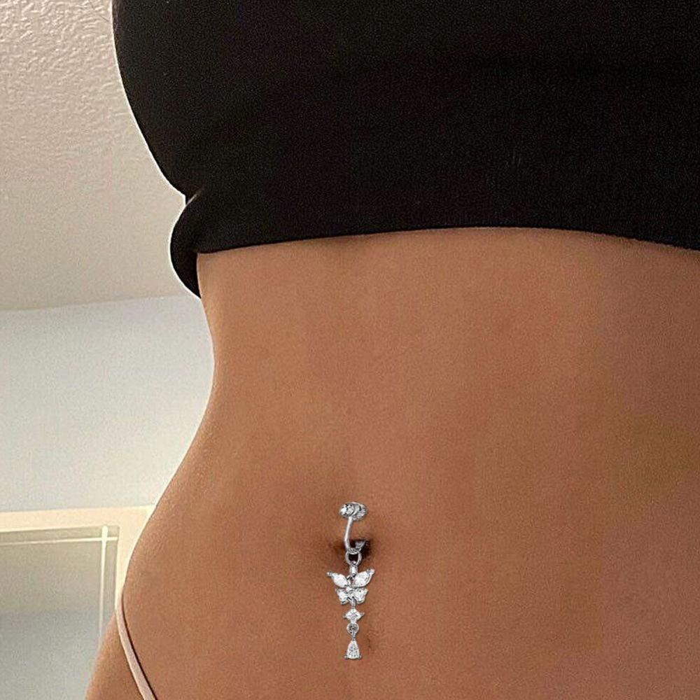 蝶のデザインクリップ式へそピアス、非ピアスステンレス製フェイ - Body Jewelry Belly Button Rings のレビューと価格