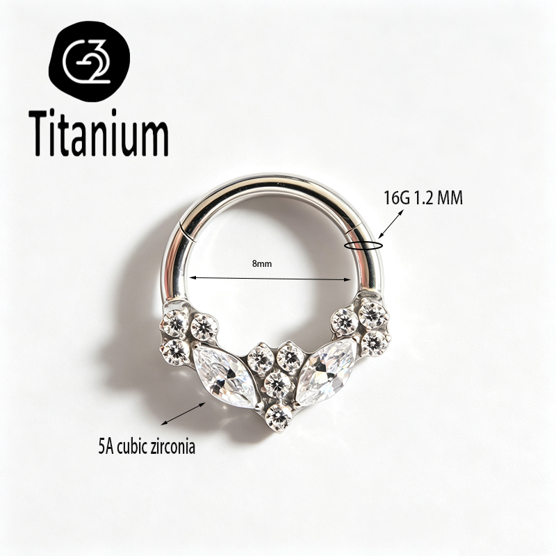 ASTM F136チタン製高品質プレーンCZセプタムフープピ - Body Jewelry Quality のレビューと価格