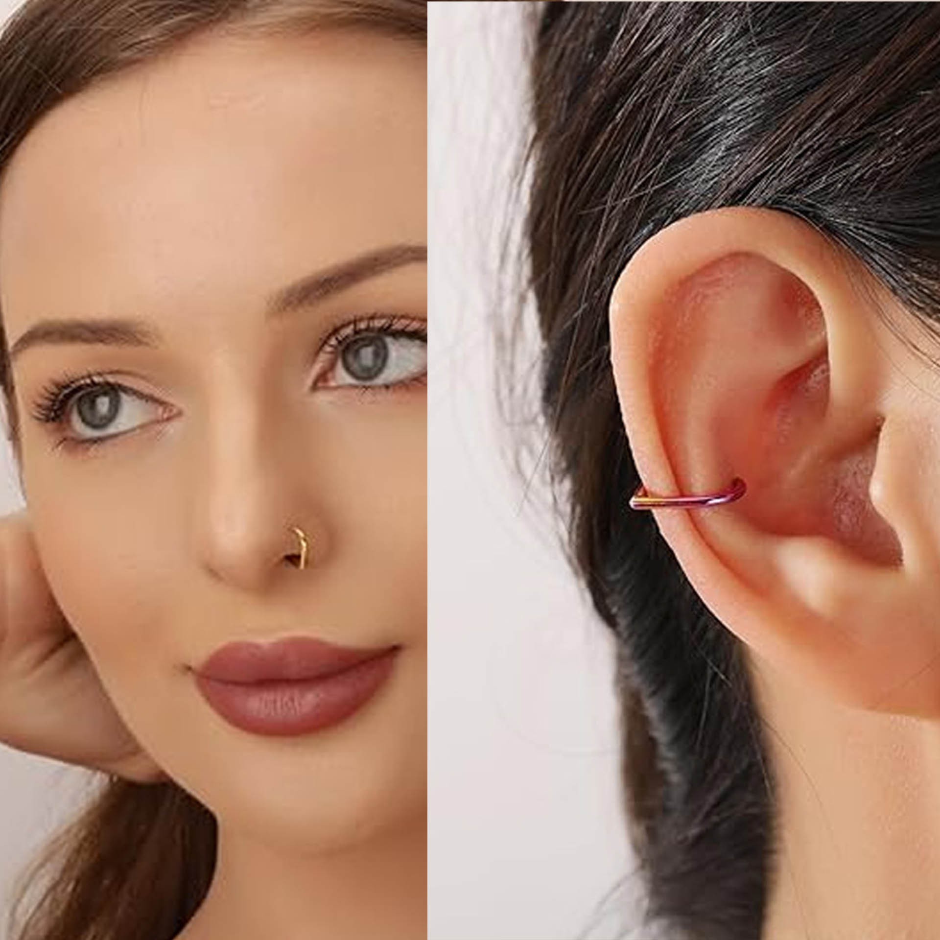 5個セット ステンレス製 フェイクノーズリング カフセット  - Body Jewelry Ear のレビューと価格