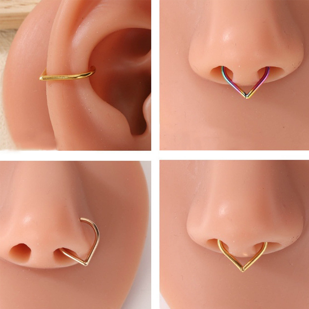 5個セット ステンレス製 フェイクノーズリング カフセット  - Body Jewelry Ear のレビューと価格