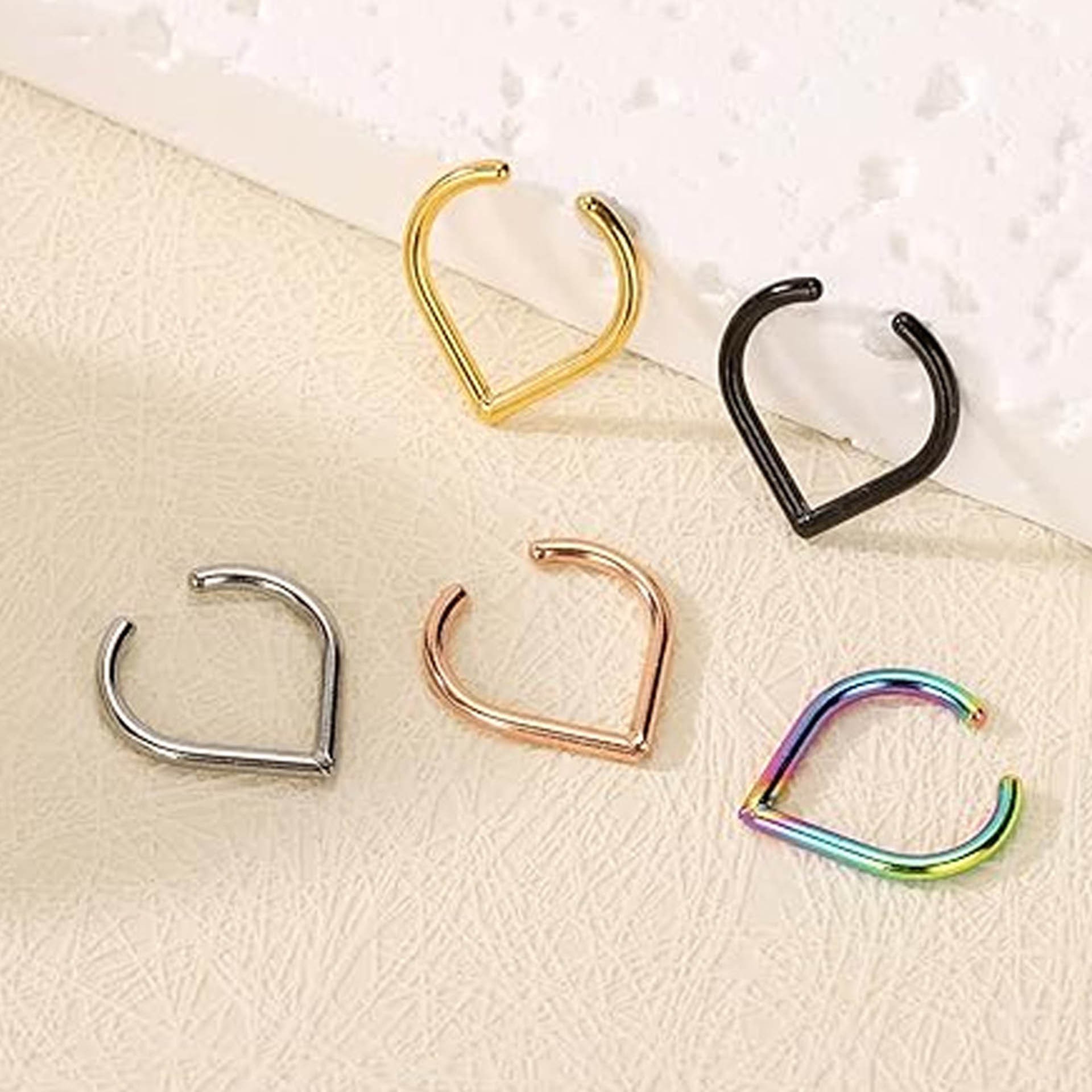 5個セット ステンレス製 フェイクノーズリング カフセット  - Body Jewelry Ear のレビューと価格