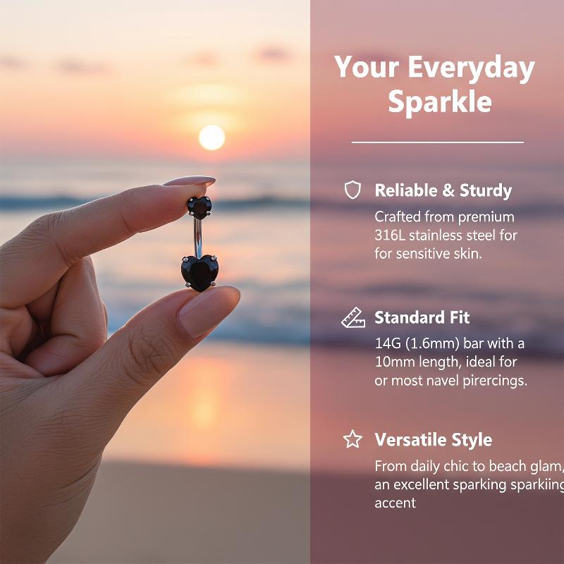 ステンレススチールクリスタルベリーボタンリング光沢のあるハー - Body Jewelry Belly Button Rings のレビューと価格