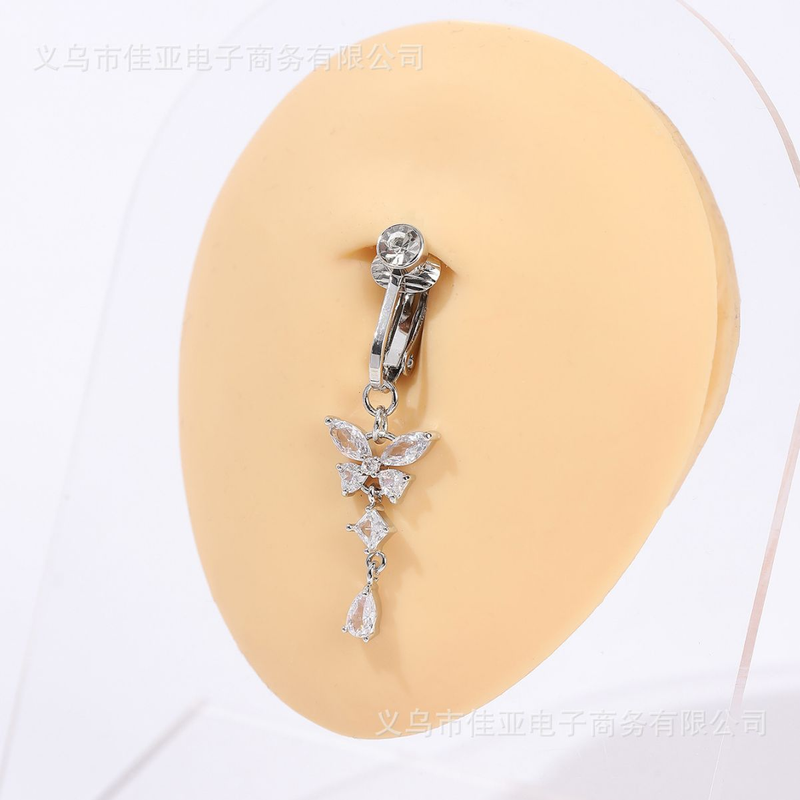 EVISPOL クリップオンへそリング蝶の形ジルコン偽へそピ - Body Jewelry Belly Button Rings のレビューと価格