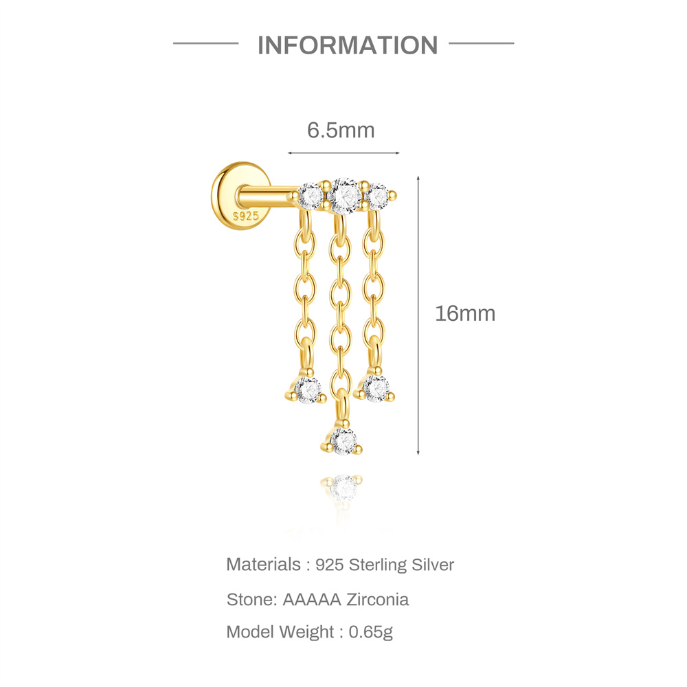 CANNER 1個 タッセルチェーン スター ムーン 925 - Body Jewelry Ear のレビューと価格