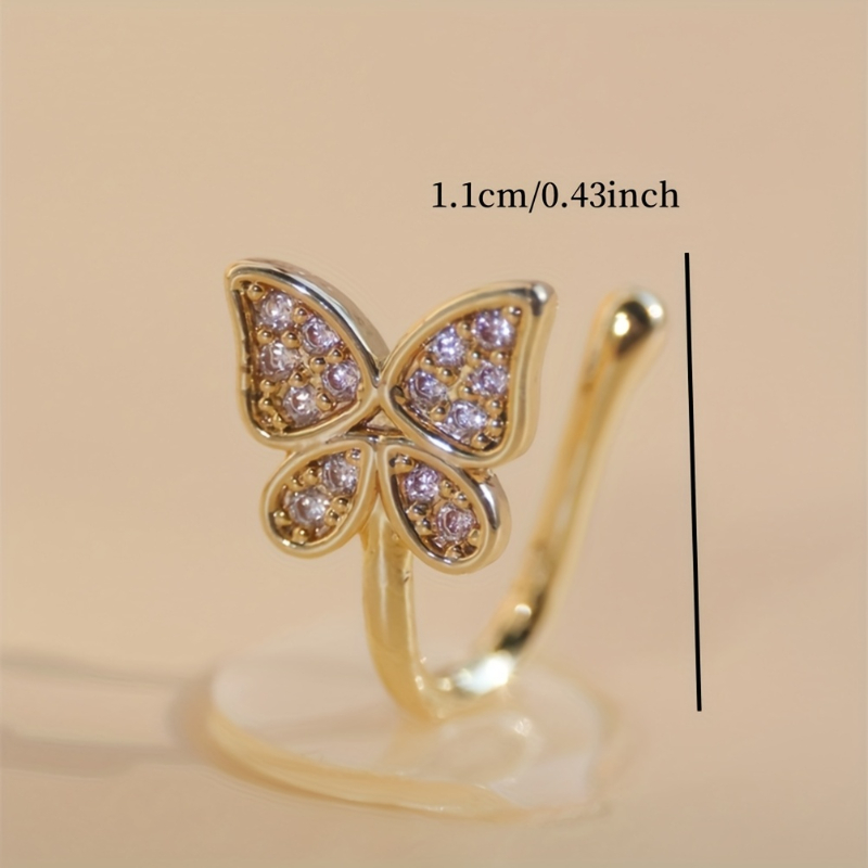 真鍮製の甘くて可愛い蝶のジルコンノーズクリップ1個セット、ヨ - Body Jewelry Materials のレビューと価格