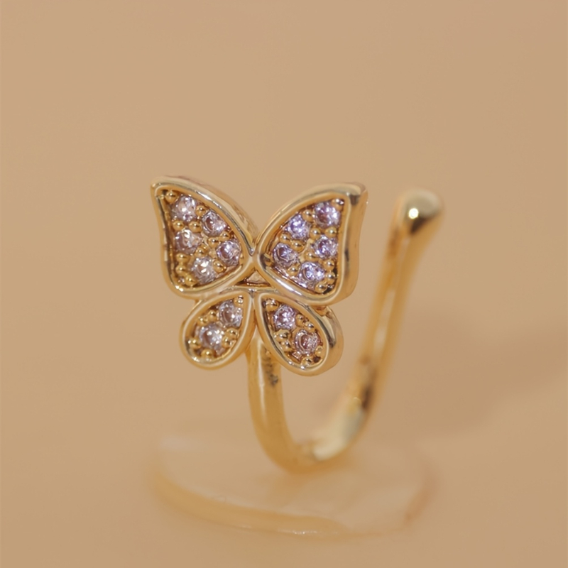 真鍮製の甘くて可愛い蝶のジルコンノーズクリップ1個セット、ヨ - Body Jewelry Materials のレビューと価格