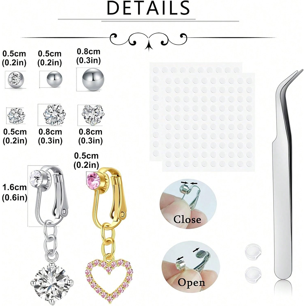ゴールドフェイクベリーピアス キュービックバタフライ クリッ - Body Jewelry Belly Button Rings のレビューと価格