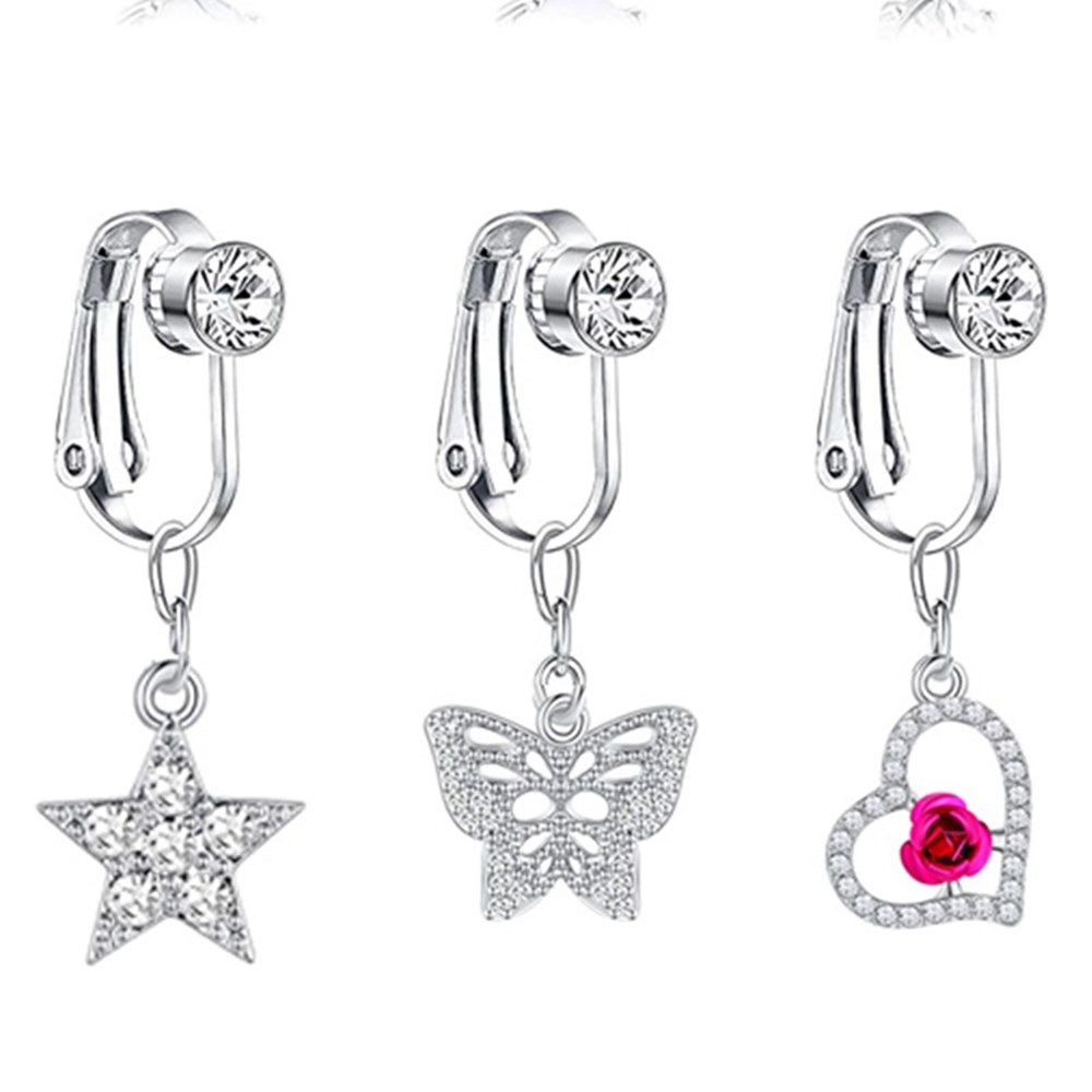 ファッション女性用ベリーボタンリング、非ピアス式軟骨クリップ - Body Jewelry Belly Button Rings のレビューと価格