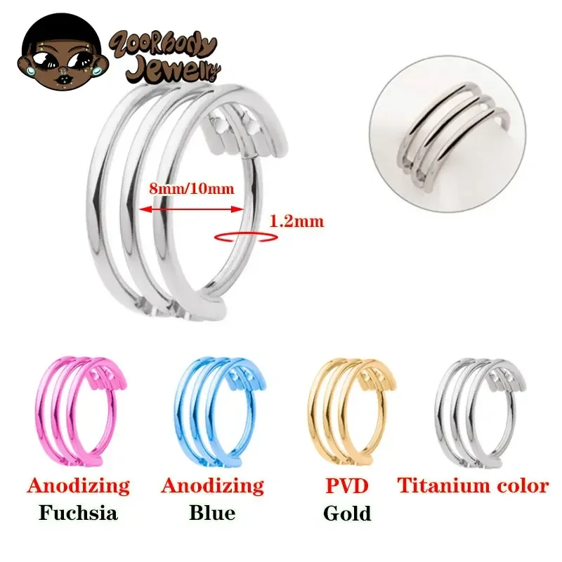 3つの穴の開いたチタンの鼻ピアス,16g,傾斜,ヘリックス耳 - Body Jewelry Quality のレビューと価格