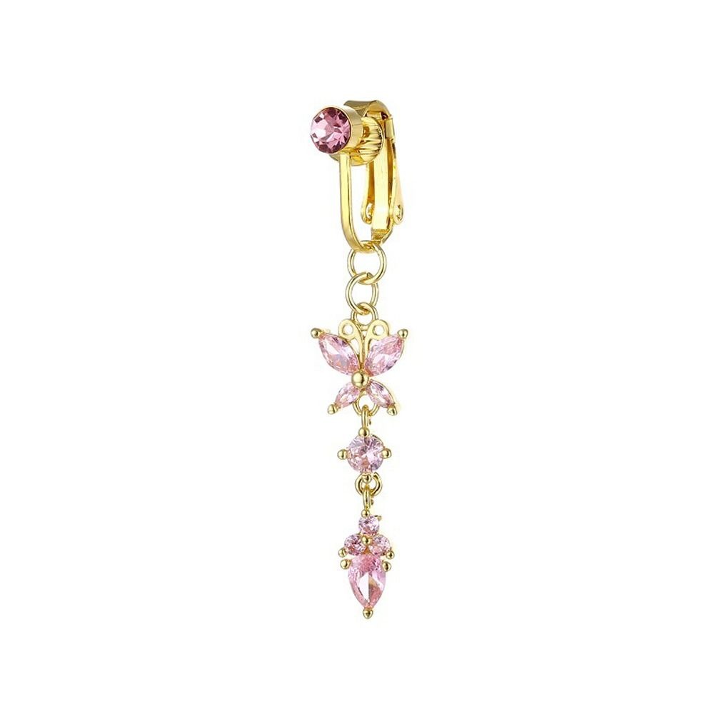 蝶ジルコンガールギフト電気メッキ女性用ベリーリングへそピアス - Body Jewelry Belly Button Rings のレビューと価格